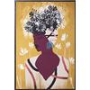 DRW Quadro rettangolare di tela stampato da donna con fiori cornice nera 80 x 4 x 120 cm