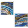 DRW Set di 2 quadri di legno blu e dorato 60 x 60 cm
