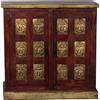 DRW Mobile da Ingresso con 2 Ante con Buddha Dorati in Rosso e Naturale 90 x 40 x 90 cm, Multicolore, Grande