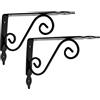 AERZETIX - C57271 - Set di 2 Consolle per mensole decorative 190x140x25mm - colore nero - effetto ferro battuto supporti staffe rinforzate ad angolo retto - per fissaggio a parete - in acciaio