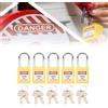 Dioche Set di 5 Lucchetti Sicurezza LOTO con 2 Chiavi per Lockout Tagout - in Nylon PA e Acciaio Isolamento Energie Pericolose, Ideali Settore Nucleare, Trasporti Logistica (Colore Giallo) Procedura Complet