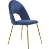 DRW Set di 4 sedie in Velluto e Metallo in Blu e Oro 50 x 51 x 86 cm, Alt. Seduta 47 cm, Grande