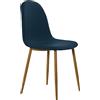 DRW Set di 4 sedie e Gambe in Metallo Imitazione Blu e Legno 44 x 52 x 87 cm, Alt. Seduta 49 cm, Grande