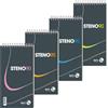 BM BeMore - Blocco Spiralato Steno 90, 0100214 - Formato 13 cm x 22,5 cm - Rigatura per Stenografia - Carta 90g/mq - Confezione da 5 pezzi - Colori assortiti