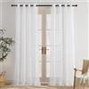 PONY DANCE Tende Moderne per Soggiorno con Effetto Lino 2 Pezzi 140x245 CM Tende Trasparenti con Anelli Voile Curtains Bianche per Cameretta Bambini Decorazione