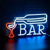 Wanxing Bicchiere da vino al neon con luce blu al neon, insegna al neon USB, per casa, bar, giochi, pub, karaoke, bistrot, discoteca, decorazione da parete, festa di Natale, bar