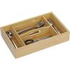 Relaxdays Portaposate in Bambù, 4 Scomparti, Organizer per Posate con Manico, Vassoio, HLP: 7 x 37 x 23 cm, Naturale
