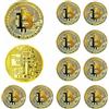 Dawnzen 12 Pz Bitcoin Moneta Fisica, Oro Placcato Moneta Bitcoin Regalo Collezionabile BTC Coins con Capsula Protettiva