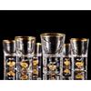 DUJUST Bicchieri da Shot(45ml), set di vetro con cristallo decorata con fiocchi di foglie dorate 24 carati, BPA-free e senza piombo, perfetto per arredamento e collezione, scelte regalo - 6 pz