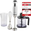 Caso HB 1000 - Frullatore a immersione con frullatore ad immersione, frusta, misurino e contenitore, 1000 Watt, alluminio, argento, nero