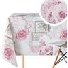 KP Home Tovaglia Plastificata Rettangolare 200x140cm, Grigio Rosa Polveroso Tovaglia Cerata per Tavolo da 6 Posti, in PVC Facile da Pulire, Impermeabile, Antimacchia, con Motivo a Rose Inglesi e Cuori