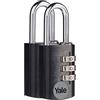 Yale YE3CB/20/121/2/BK - Lucchetto a combinazione in alluminio, 20 mm, con staffa in acciaio, 3 cifre, set da 2 pezzi