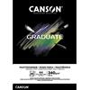 Canson Graduate Mix Media Blocco da disegno collato lato corto, A4, 20 fogli neri, sottile 240 g/m
