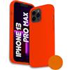 Phonix Cover per iPhone 13 Pro Max Silicone Liquido Arancione Italia - Custodia per iPhone 13 Pro Max compatibile con Ricarica Wireless Magsafe - Case Antiurto con Bordi Rialzati