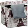 Relaxdays Sgabello Contenitore, 38x38x38 cm, Pouf Portaoggetti, Parigi, Pelle Finta, Coperchio Imbottito, Multicolore