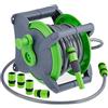 Relaxdays Avvolgitubo dell'Acqua da Parete, Bobina Riavvolgi Tubi da 15m, Accessorio per Irrigazione Vuoto, Verde Grigio