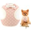 SMALLLEE_LUCKY_STORE Set di pettorina e guinzaglio per cani di piccola taglia e media taglia con fiocco a pois, per passeggiate all'aperto, rosa, M