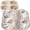 Erreke Stampo Ciambelline, Stampo Antiaderente per Torta e Ciambella, Teglia Muffin per 4 Ciambelle, Alluminio Fuso Resistente, Teglia Cupcake, Cottura Uniforme, Color Oro Rosa, Tetrad