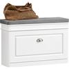 SoBuy Scarpiera Salvaspazio Slim con Seduta - Panca Scarpiera da Ingresso Contenitore in Legno, Mobile Scarpiera Ingresso per Scarpe, Regolabile, 75x24x51 cm, Bianco, FSR82-L-W