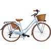 Daytona Bicicletta da donna bici da città city bike da passeggio 28'' con cambio vintage retro' azzurra cesto vimini