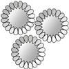 DRW - Set di 3 applique da parete rotonde con specchi in melamina in argento, 25 cm