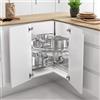 Menage Confort Kit di 2 vassoi girevoli 270° di griglia per mobile da cucina ad angolo, diametro 700 mm/altezza 630-730 mm