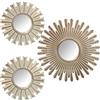 DRW - Set di 3 applique da parete rotonde con specchi in melamina in bianco antico 35 cm-1 25 cm-2 pz
