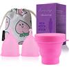 FainFun Coppetta Mestruale, FainFun Coppetta Mestruale Kit, 2 Pezzi Menstrual Cup in Morbido Silicone, Coppetta Mestruale Taglia Grande e Piccole, Period Cup Riutilizzabile, Tazza Mestruale