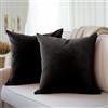 Encasa XO Encasa Homes Set 2 pezzi di coperture ammortizzanti in VELLUTO (45 x 45 cm), Nero- semplici, resistenti, morbide e liscie, lavabili, a grandi quadrati decorativi, cuscino federa per divano, sofa