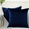 Encasa XO Encasa Homes Set 2 pezzi di coperture ammortizzanti in VELLUTO (40x40 cm), Blu Marino- semplici, resistenti, morbide e liscie, lavabili, a grandi quadrati decorativi, cuscino federa per divano, sofa