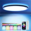 OTREN Plafoniera LED Soffitto con RGB, Lampadario Bagno Dimmerabile 36W con Telecomando e APP, Luce Pannello per Camera da letto Cucina Soggiorno, Rotonda, Ø30CM