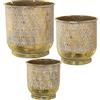 DRW Set di 3 vasi in Metallo a Forma di Vaso in Oro e Bianco, 33 x 33 cm, 27 x 28 cm e 23 x 23 cm, Multicolore, estandar