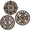 DRW Set di 3 Pale Rotonde in Legno MDF Traforato in Marrone 25 x 1 cm, Multicolore, estandar