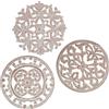 DRW Set di 3 Pale Rotonde in Legno MDF Traforato in Naturale 25 x 1 cm, Multicolore, estandar