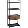 DRW Scaffale con 2 cassetti in Metallo e Legno MDF in Nero e Naturale 60 x 30 x 140 cm, Multicolore, estandar