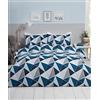 Rapport Home Rapport LEO - Set copripiumino singolo reversibile, motivo geometrico, in cotone, colore: blu navy