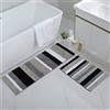 Homaxy Tappeto da bagno in microfibra, antiscivolo, morbido, assorbente, a pelo lungo, lavabile, 40 x 60 cm + 40 x 120 cm, colore: nero e grigio