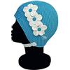 Blue Reef Tunis Bubble singolo colore floreale donna classico retrò 3 fiori 2 colori fila 3D petalo elegante cappello da nuoto vintage taglia unica adulti con cinturino regolabile (blu)