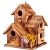 Relaxdays Casetta per Uccelli, da Appendere, Balcone, Terrazza, Giardino, in Legno Bruciato, Nido, 34x20x19 cm, Naturale