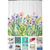 arteneur Tenda da Doccia Antimuffa 180x200cm Fiori Colorati | Tessuto riciclato, OEKO-TEX 100, lavabile 40°C, oscurante, impermeabile, orlo appesantito, con 12 anelli riciclati