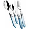 BUGATTI, Aladdin, Set Posate 24 Pezzi in Acciaio Inox 18/10, Ghiera Cromata e Manico Colore Azzurro Effetto Madreperla. Set Posate 6 Persone: 6 cucchiai, 6 forchette, 6 coltelli e 6 cucchiaini caffè
