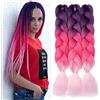 Gairyan Extension per Treccine Africane Extension Capelli Finti per Treccine Afro 60cm Ombre Kanekalon Treccia Capelli Sintetici Crochet Twist Jumbo Braids 3 Pezzi (Viola-Rosa Scuro-Rosa)