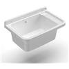 Adventa: Vasca lavatoio in resina di PP, fissaggio a Parete, Con Sifone e Piletta, Resistente agli acidi di uso comune, Lavanderia, Garage, Esterno, 57L x 36.5P x 16H cm, Bianco