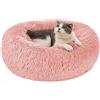 Nepfaivy Cuccia Gatto Cane Interno Morbida - Cuscino per Cani Gatti Nuvola Soffice Peluche Rotondo da Ciambella, Letto Pelosa Antistress per Animale Domestico Piccola (S-40cm/15.7in, Rosa)