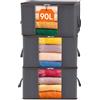 Lifewit 3 pezzi 90L Scatole per Armadio, Scatole per Vestiti Grande Capacità, Contenitori Organizer armadio per Piumoni, Scatola trasloco, Buste Pieghevole per Indumenti,Coperte, Grigio