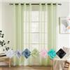 EMEMA 2 Pannelli Tende Trasparenti in Voile Con Occhielli Morbidi Finestre per Camera da Letto e per Salotto Eleganti Soggiorno 140x260cm Verde