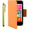 ebestStar - Cover Compatibile con Nokia Lumia 530 Custodia Portafoglio Pelle PU Protezione Libro Flip + Penna, Arancione [Apparecchio: 119.7 x 62.3 x 11.7mm, 4.0'']
