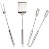 Cook'in Garden - Set di 3 Utensili in Inox comprendente spatola, forchetta e Pinza, Accessori robusti per Barbecue e plancha, Ideale per Cucina Esterna, terrazza, Giardino
