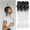 Gairyan Extension per Treccine Africane Extension Capelli Finti per Treccine Afro 60cm Ombre Kanekalon Treccia Capelli Sintetici Crochet Twist Jumbo Braids 3 Pezzi (Nero-Bianca)
