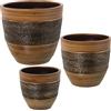 DRW Set di 3 vasi in Ceramica 30 x 28 cm, 26 x 24 cm e 21 x 19 cm, Multicolore, estandar